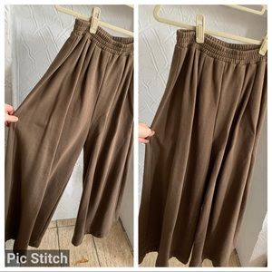 ilana kohn wide leg sweatpants in a shade of olive brown - size small